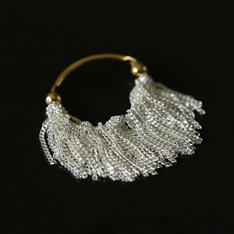 Statement Silver Fringe Tassel Ring