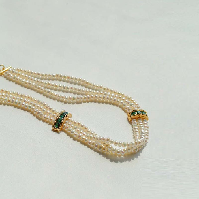 Triple Strand Pearl Necklace Choker