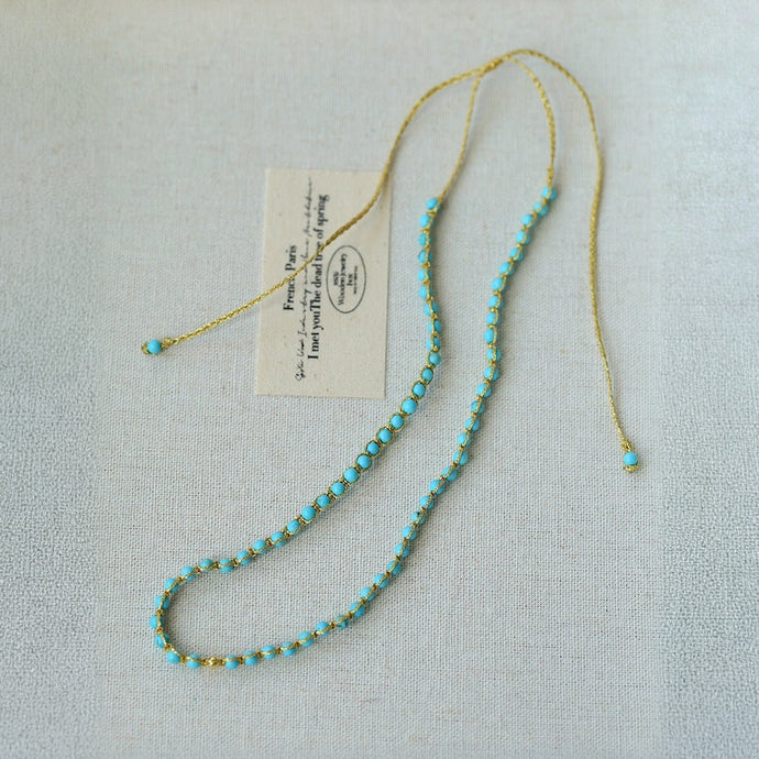 Turquoise Beaded Gemstone Braided Adjustable Necklace