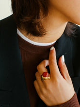 Load image into Gallery viewer, Vintage-Inspired Floral Red Agate Statement Ring
