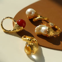 Load image into Gallery viewer, Vintage-Inspired Floral Red Agate Statement Ring
