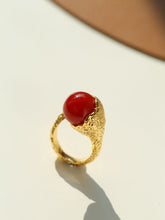Load image into Gallery viewer, Vintage-Inspired Floral Red Agate Statement Ring
