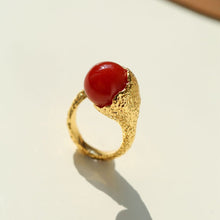 Load image into Gallery viewer, Vintage-Inspired Floral Red Agate Statement Ring
