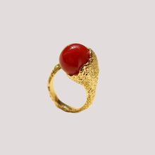 Load image into Gallery viewer, Vintage-Inspired Floral Red Agate Statement Ring
