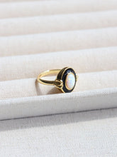 Load image into Gallery viewer, Vintage-Inspired Opal Ring with Black Enamel &amp; Gold Tone
