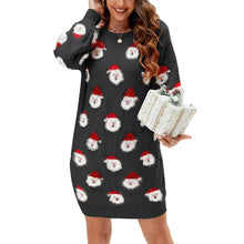 Load image into Gallery viewer, Santa Claus Long Sleeve Crew Neck Pullover Knitted Tunic Christmas Sweater Dress
