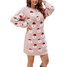 Load image into Gallery viewer, Santa Claus Long Sleeve Crew Neck Pullover Knitted Tunic Christmas Sweater Dress
