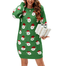 Load image into Gallery viewer, Santa Claus Long Sleeve Crew Neck Pullover Knitted Tunic Christmas Sweater Dress

