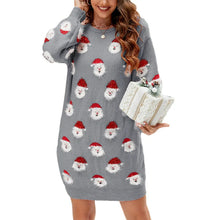 Load image into Gallery viewer, Santa Claus Long Sleeve Crew Neck Pullover Knitted Tunic Christmas Sweater Dress
