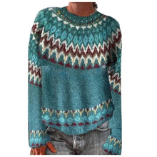 Load image into Gallery viewer, Winter Fall Wave Print Vintage Casual Loose Long Sleeve Knitted Sweater
