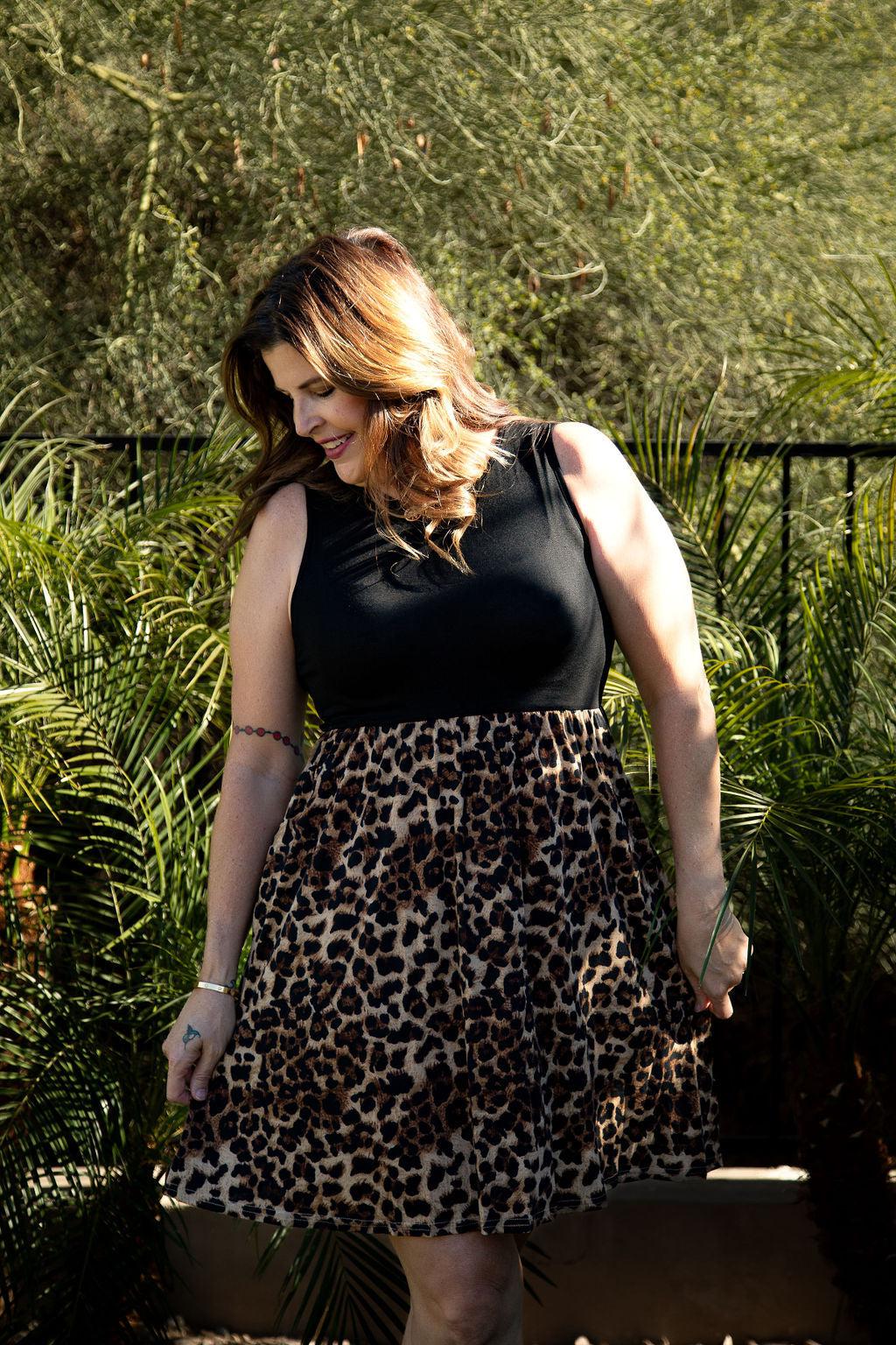 Black And Leopard Mini Dress