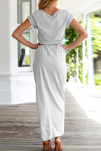 Load image into Gallery viewer, Casual Round Neck Irregular Ruched Slit Front Midi Dress

