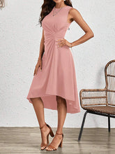 Load image into Gallery viewer, Sleeveless Asymmetric Pleated Split-Joint Midi Dress
