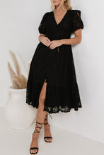Load image into Gallery viewer, Lace Buttons V Neck A Line Midi Dress

