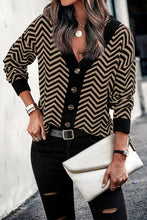 Load image into Gallery viewer, Long Sleeve V Neck Open Front Striped Knit Cardigan Sweaters
