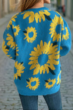 Load image into Gallery viewer, Sunflower Jacquard Crewneck Long Sleeve Knit Pullover Sweater
