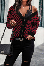 Load image into Gallery viewer, Long Sleeve V Neck Open Front Striped Knit Cardigan Sweaters
