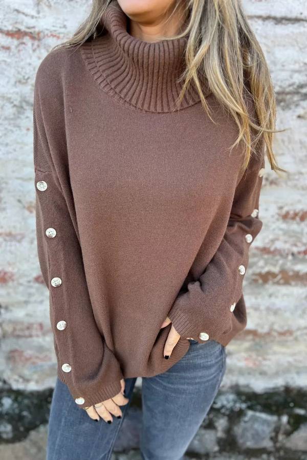 Casual Turtleneck Buttons Sweater