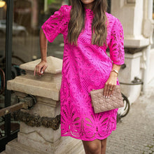 Load image into Gallery viewer, Embroidered Short Sleeve Hollow Out Mini Dress
