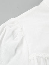 Load image into Gallery viewer, White Long Sleeves Buttons Down Tied Waist Mini Dress
