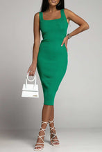 Load image into Gallery viewer, Sexy Square Collar Bodycon Midi Dress
