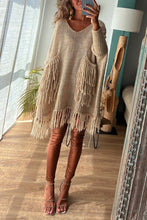 Load image into Gallery viewer, Chic Knit Fringe Detail Tassel Trim Pockets Loose Sweater
