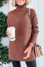 Load image into Gallery viewer, Mineral Red Turtleneck Ribbed Knit Tunic Sweater
