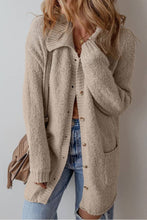 Load image into Gallery viewer, Simple Collared Button Up Long Cardigan with Pocket
