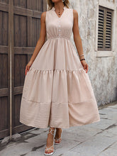 Load image into Gallery viewer, Sleeveless High Waisted Buttoned Elasticity Pleated Split-Joint Tiered Midi Dress
