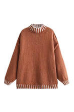 Load image into Gallery viewer, Loose and Slim Soft Long-sleeved Stitched Knit Sweater
