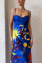 Load image into Gallery viewer, Unique Printed Spaghetti Straps Midi Dress
