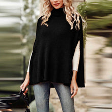 Load image into Gallery viewer, Turtleneck Poncho Chunky Knit Cape Wrap Sweater
