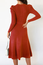Load image into Gallery viewer, Casual Round Neck Tied Waist Long Sleeves Midi Sweater Dress
