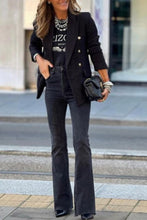 Load image into Gallery viewer, Black Lapel Buttons Tweed Blazer
