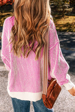 Load image into Gallery viewer, Loose Striped Contrast Trim Sweater
