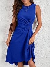 Load image into Gallery viewer, Sleeveless Asymmetric Pleated Split-Joint Midi Dress
