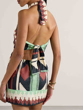 Load image into Gallery viewer, Chic Geometric Print Halter Neck Mini Dress
