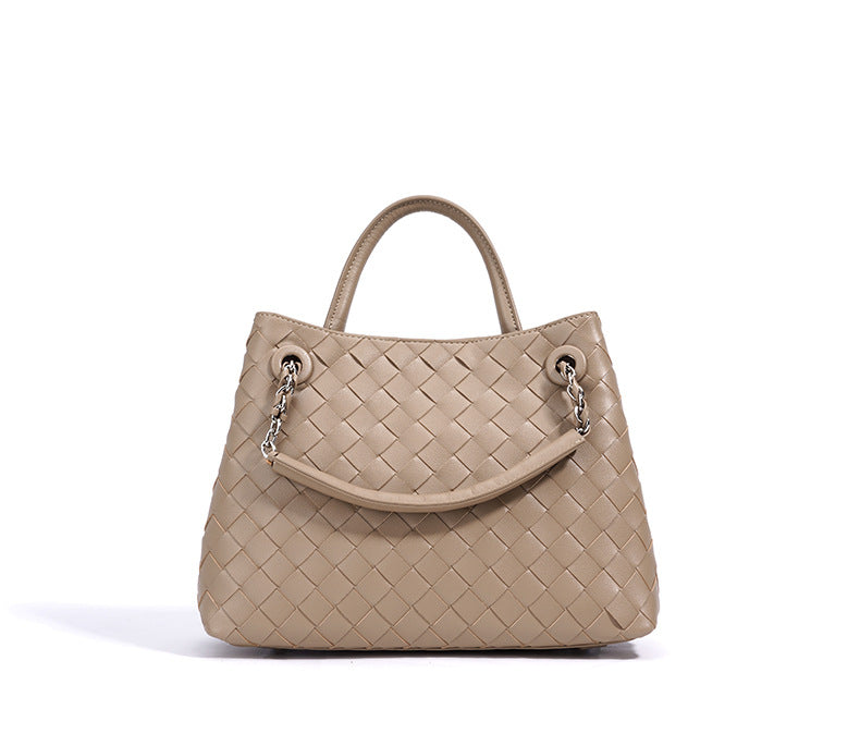 New Woven Leather Chain Basket Bag
