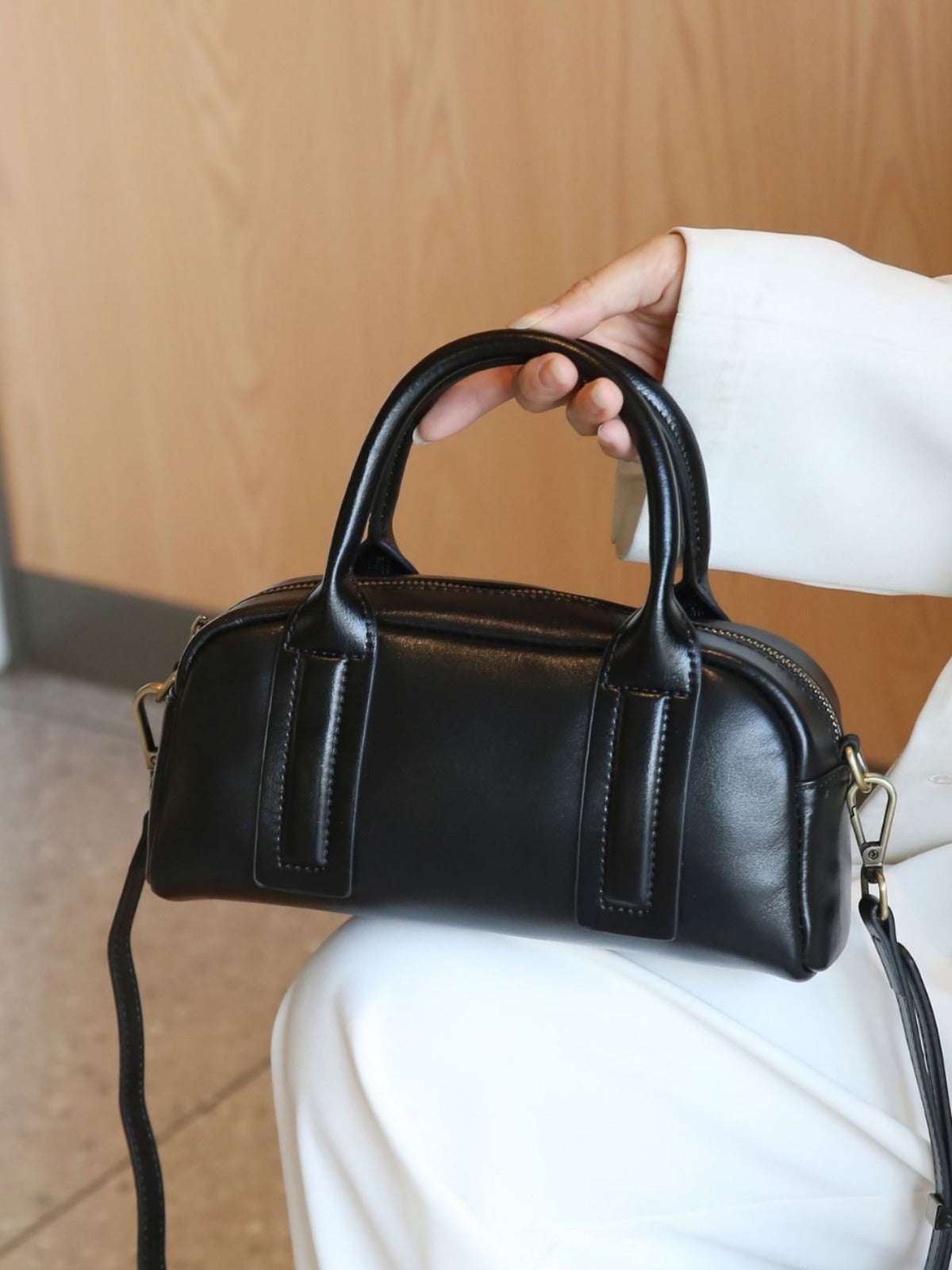 New Vegetable Tanned Mini Handbag Convertible Top Handle Bag Women's Messenger Bag