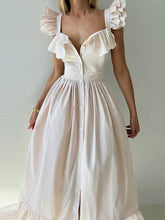 Load image into Gallery viewer, Striped Flutter Sleeves Single Buttons Down Breasted Midi Dress
