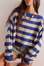 Load image into Gallery viewer, Loose Striped Print Crew Neck Long Sleeve Knitted Sweater
