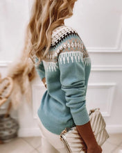 Load image into Gallery viewer, Geometric Long Sleeve Round Neck Sweater
