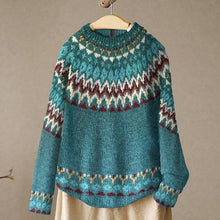 Load image into Gallery viewer, Winter Fall Wave Print Vintage Casual Loose Long Sleeve Knitted Sweater
