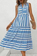 Load image into Gallery viewer, Casual Bohemian Geometric Print Sleeveless Tiered Midi Dress
