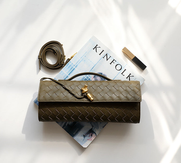 Woven Mini Clutch Evening Bag Handbag Shoulder Crossbody Bag