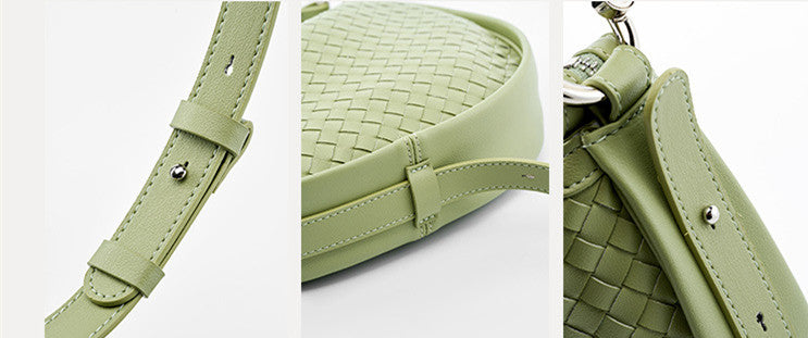 Classic Genuine Leather Bag Woven Crescent Handbag