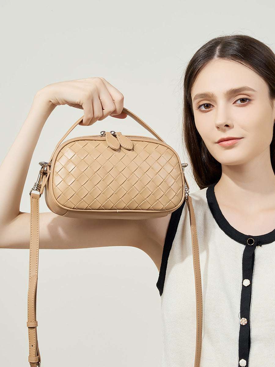 Small Woven Mini Top Handle Messenger Bag