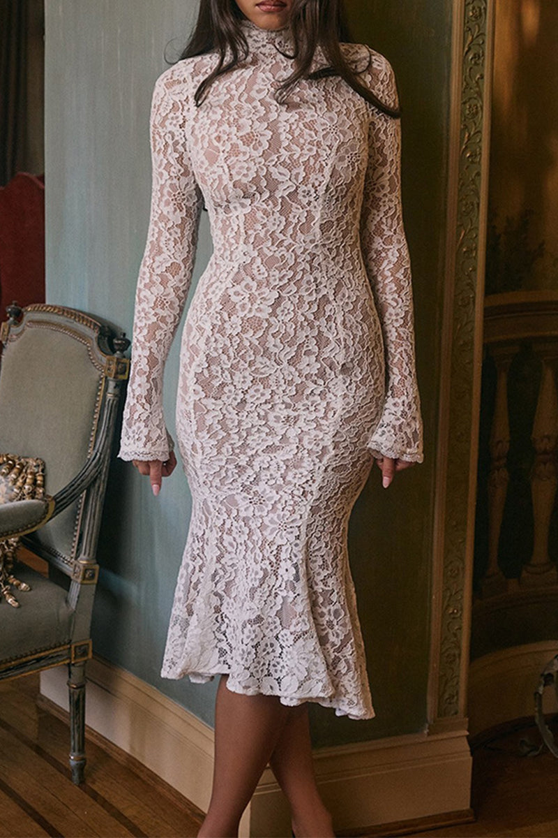 Sexy Long Sleeves Fishtail Midi Dress