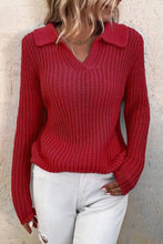 Load image into Gallery viewer, V-neck Lapel Solid Slim Fit Knit Sweater
