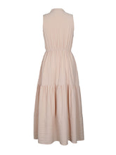Load image into Gallery viewer, Sleeveless High Waisted Buttoned Elasticity Pleated Split-Joint Tiered Midi Dress
